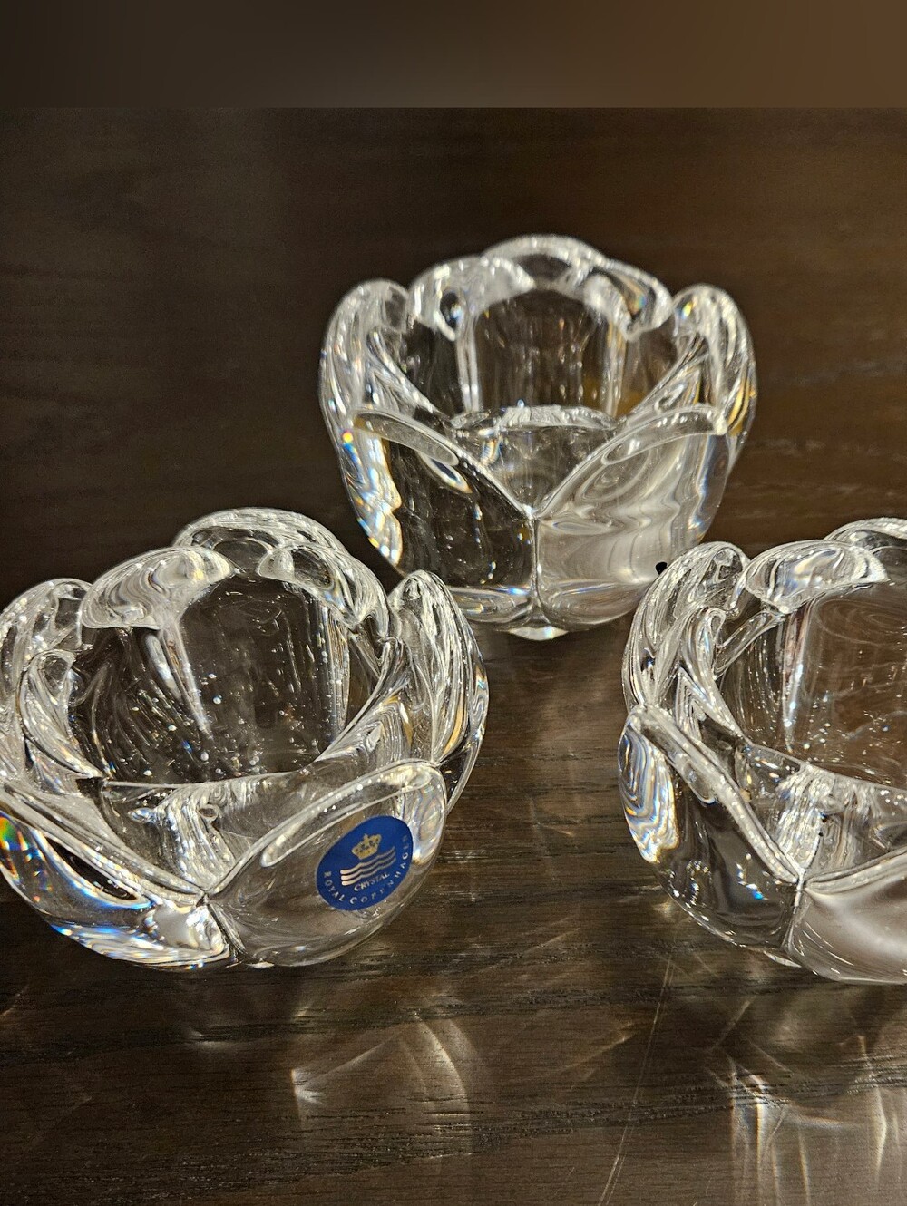 Royal Copenhagen Crystal Lotus Votive Candle Holders - Set of 3,1 Is Bigger